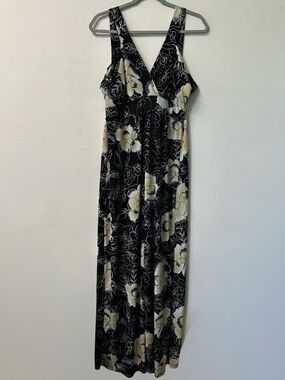 Y2K Pretty Young Thing Floral Maxi Dress Empire Waist V-Neck Boho Retro XL